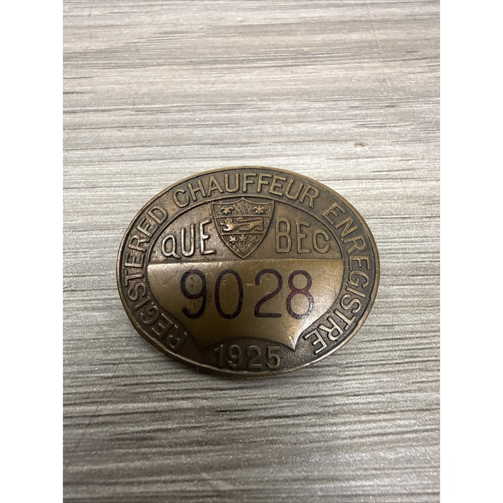 Vintage 1925‎ Montreal Canada Registered Driver Chauffeur Enregistre #9028